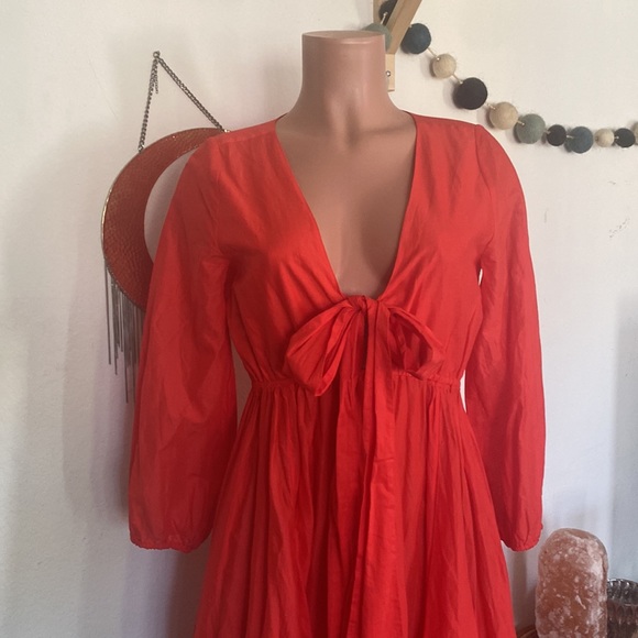 NWT J Crew bright Red Cotton Maxi Dress - Picture 2 of 7